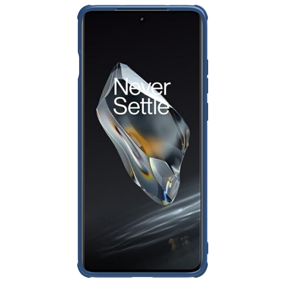 Чехол синего цвета с металлической откидной крышкой для камеры на OnePlus 12 от Nillkin, серия CamShield Prop Case