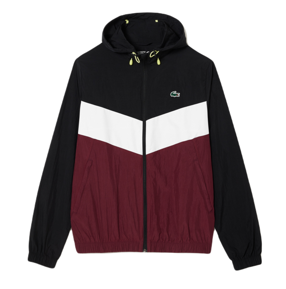 Куртка теннисная Lacoste Water Resistant Packaway Zipped Sport - black/gris/bordeaux