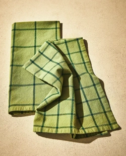 ZARA HOME КУХОННЫЕ ПОЛОТЕНЦА ИЗ ХЛОПКА В КЛЕТКУ (НАБОР ИЗ 2 ШТ.), ЗЕЛЕНЫЙ