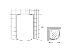 Душевое ограждение Roca VICTORIA, четверть круга, 90 см. 7.M178.0.901.2 схема