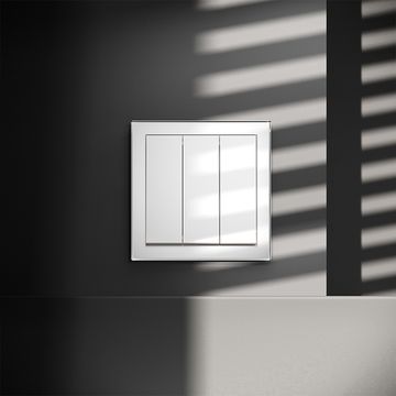 Выключатель встраиваемый VOLTUM S70 трехклавишный 10А, (белый глянцевый)