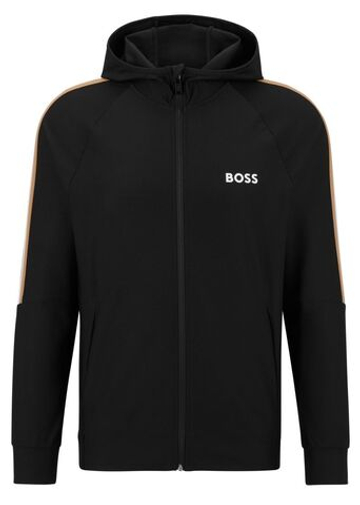 Мужская теннисная кофта BOSS x Matteo Berrettini Zip-Up Hoodie In Active-Stretch Jersey With Logo - черный