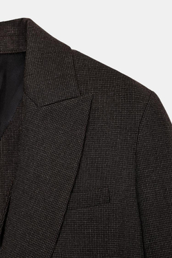 ZARA БЛЕЙЗЕР С ПОДПЛЕЧНИКАМИ, ПУГОВИЦА И РАЗРЕЗ СЗАДИ, КОРИЧНЕВЫЙ