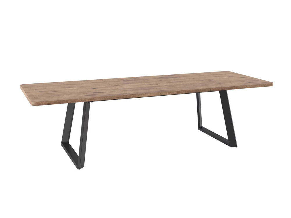Стол LOFT LUX RADIAL-200, раздвижной 200(290)х105, ДУБ ВЕЛЛИНГТОН/ЧЕРНЫЙ, (2 упак.)