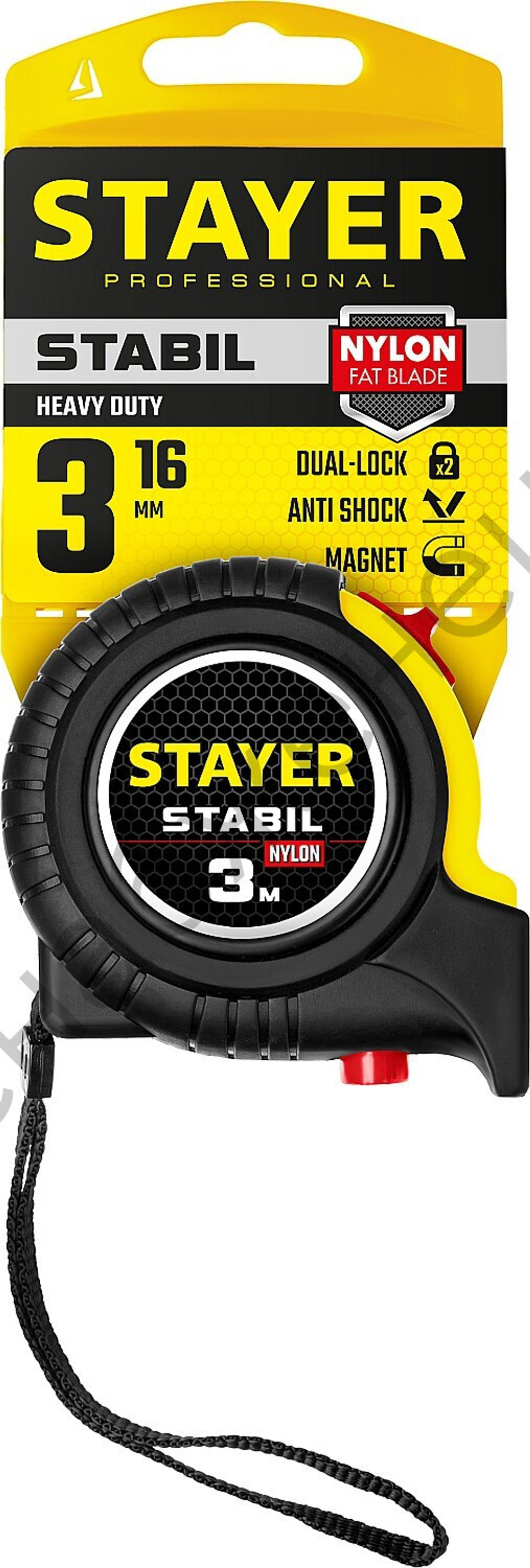 STAYER Stabil, 3 м х 16 мм, рулетка с двухсторонней шкалой, Professional (34131-03)