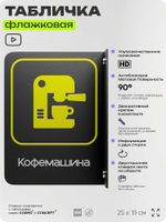 Табличка "Кофемашина" флажковая на стену, двусторонняя с крепежом, 19 х 25 см, для офиса, кафе, ресторана, серия COSMO, Айдентика Технолоджи