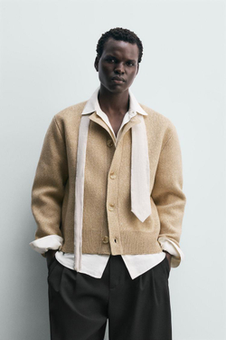 ZARA КАРДИГАН СВОБОДНОГО КРОЯ, БЕЖЕВЫЙ