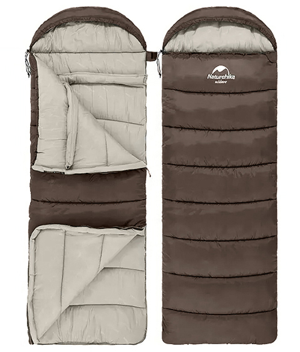 Мешок спальный Naturehike U250, (190х30)х75 см, (левый) (ТК: +6C), коричневый