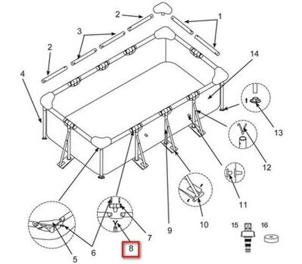 Бас Фиксатор пружинный для для каркасных бассейнов Metal Frame Pool и Rectangular Frame Pool