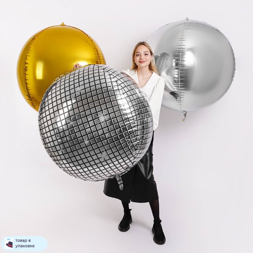 К Шар 3D Сфера Серебро 100 см.