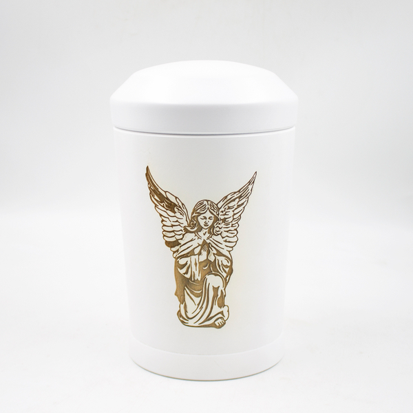 Урна биоразлагаемая «Вера мини» Ангел белая (лазерная гравировка)
