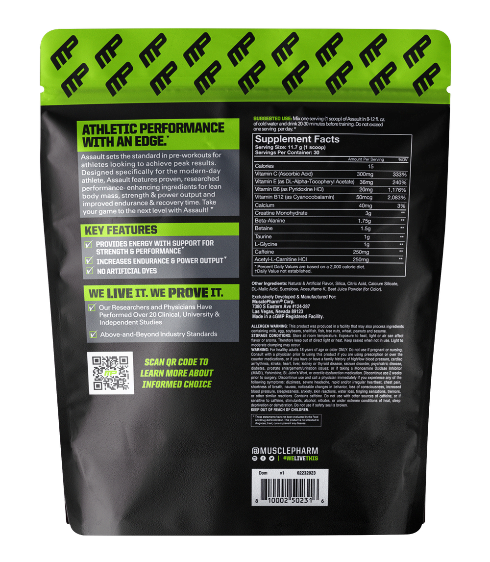 MusclePharm, Assault Energy + Strength, предтренировочный комплекс, хвача с дыней, 351 г (12,4 унции)