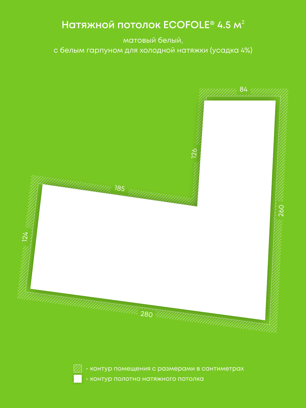 Матовый натяжной потолок 4.5 м2