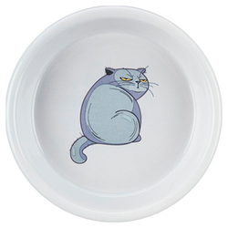 Trixie Миска с рисунком "Кот", керамика, 0.25 л/, 13 см, серый