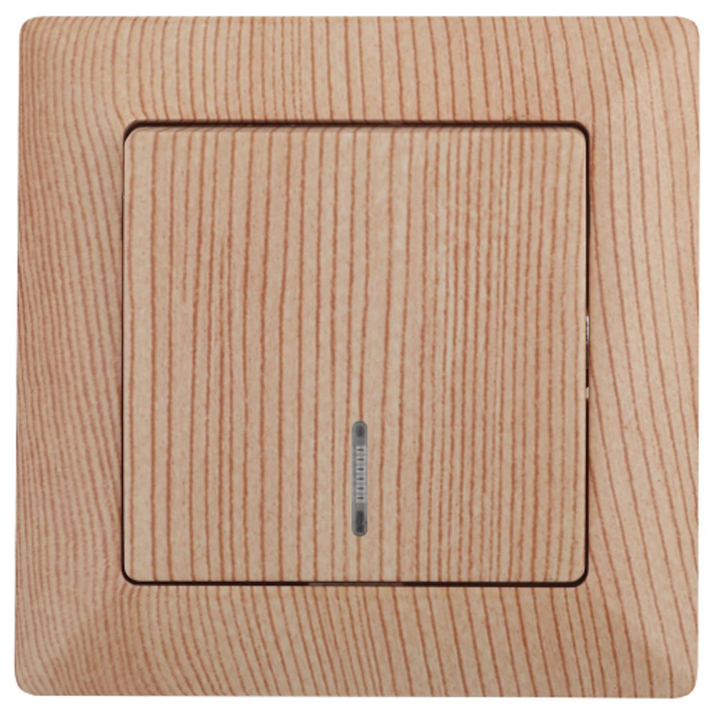 Выключатель Intro Solo 4-102-11 одноклавишный с подсветкой, 10А-250В, IP20, СУ, сосна | Intro Solo