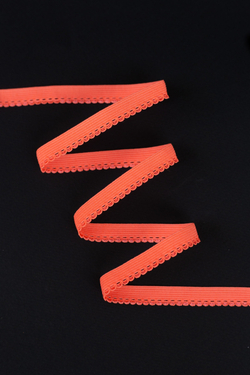 Резинка бельевая оранжевая неоновая ажурная 10 мм с учетом фестона