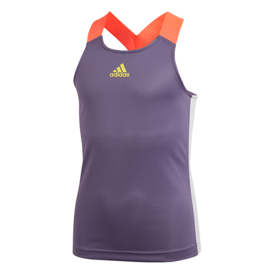 Футболка для девочки теннисная Adidas Y-Tank Aero Ready - tech purple/shock yellow