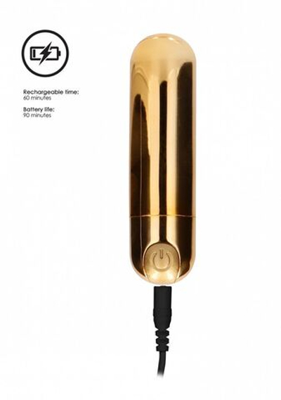 Золотистая перезаряжаемая вибропуля 7 Speed Rechargeable Bullet - 7,7 см. (Цвет: золотистый)