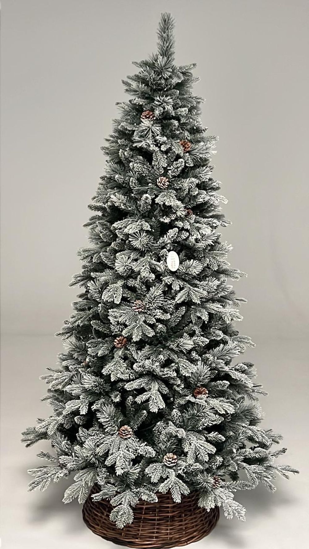 Заснеженная елка с гирляндой 2в1 "Скандинавия" с шишками (Литая+пвх) 3 м