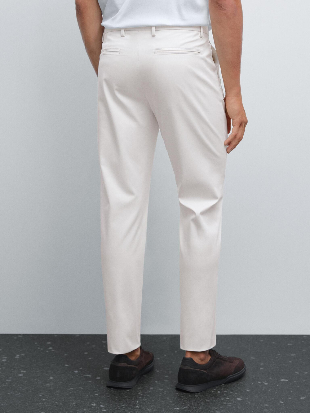 Massimo Dutti Узкие брюки из хлопковой смесовой ткани, каменный