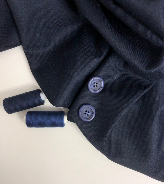 Костюмная шерсть, синий темный, отрез 1,1м