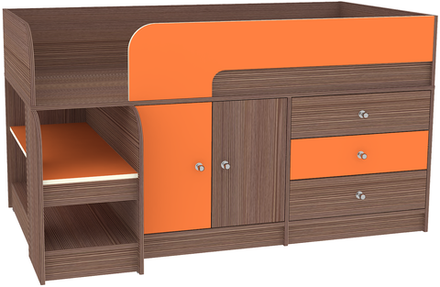 Кровать-чердак КарИВи Астра 9, 1 Бодего Темный Оранжевый