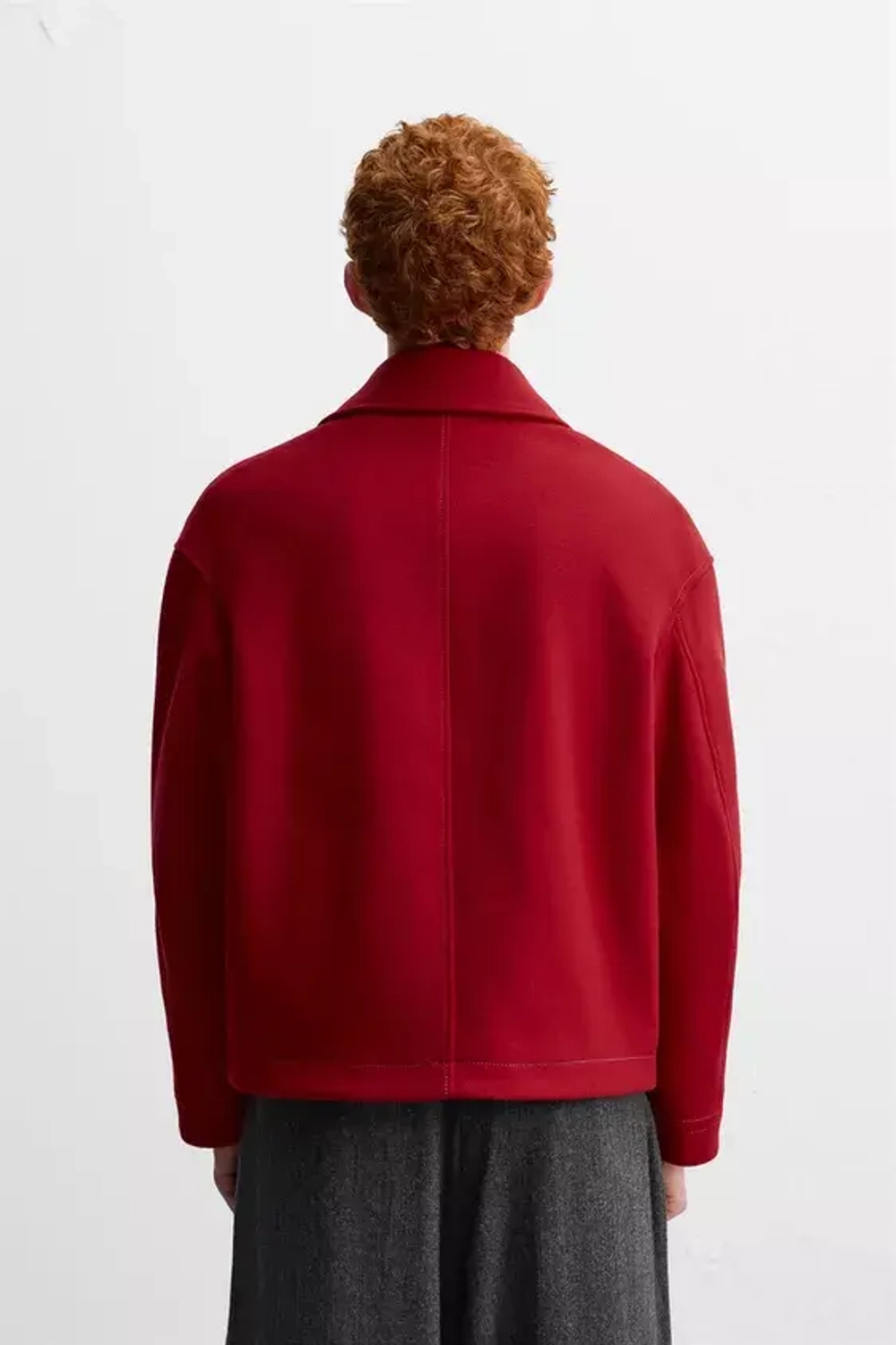 ZARA Х HARRY LAMBERT ШЕРСТЯНАЯ КОРОТКАЯ КУРТКА, КРАСНЫЙ