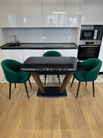 Кухонный раскладной стол "Прадо" черный мрамор и 4 стула Палермо