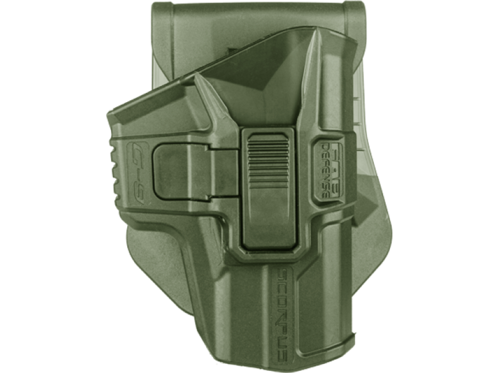 Кобура поворотная с кнопкой для Glock 9 мм (правша), зеленый, Fab Defense
