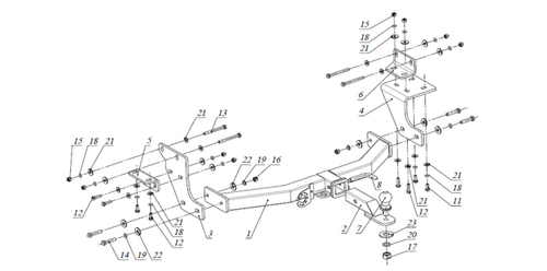 Фаркоп под квадрат для Kia Sorento Prime / Hyudai Santa Fe IV, c 2014 г., Бизон.FA 0230-E