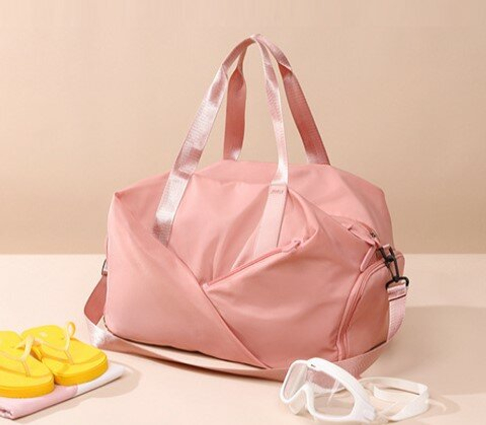 Сумка спортивная дорожная, розовая 43*26*30см