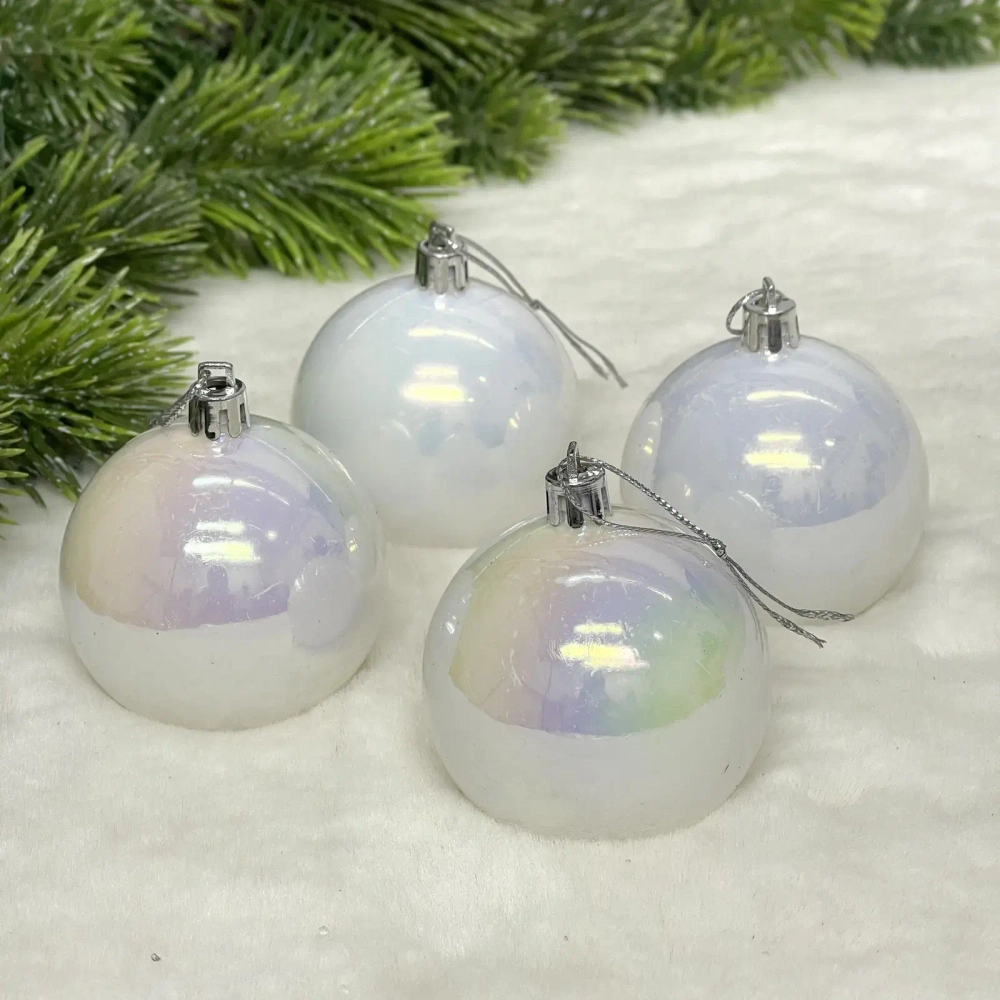 Новогодние шары 6 см (набор 4 шт) «Жемчуг», Перламутр
