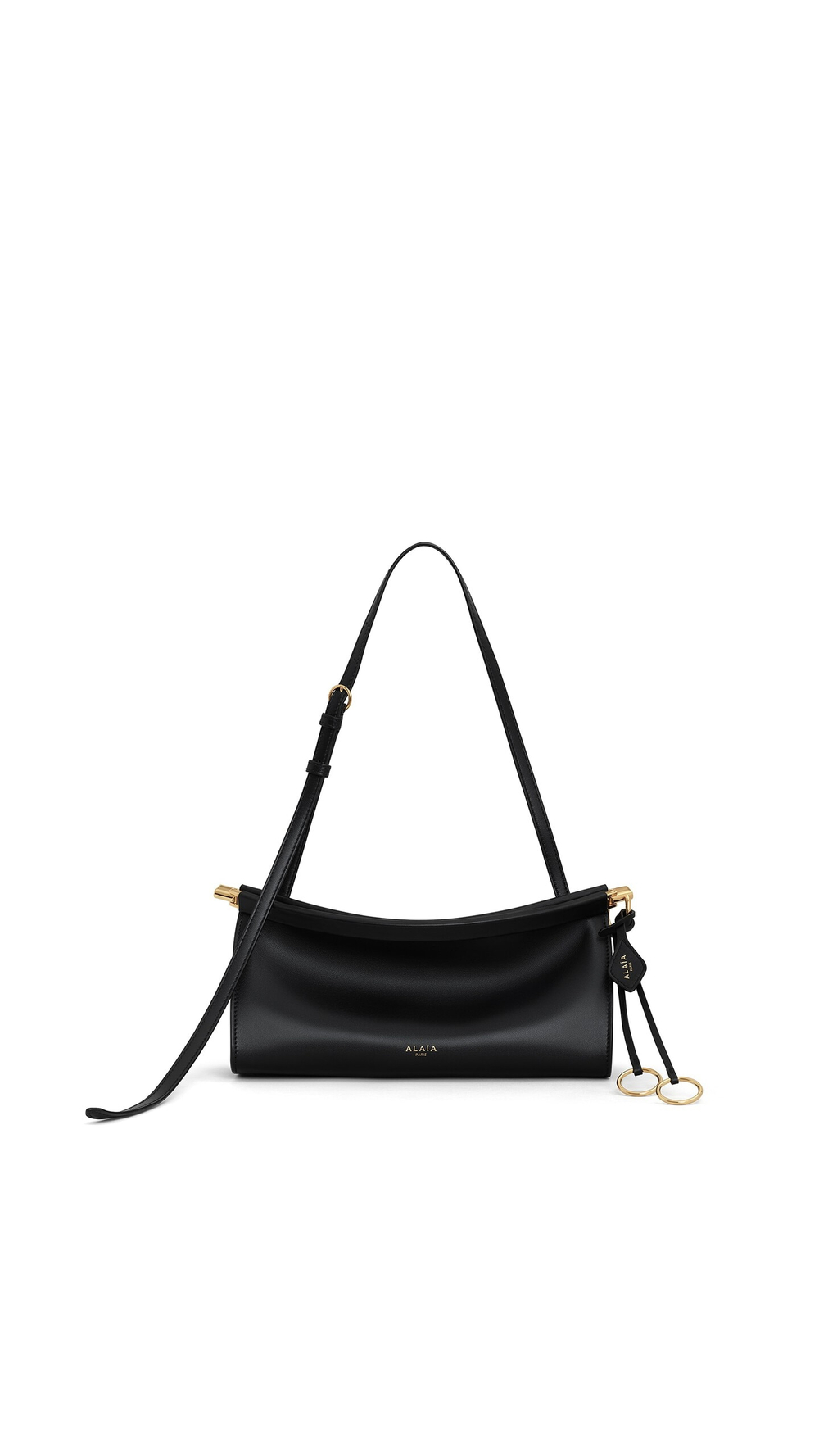 ALAÏA МАЛЕНЬКАЯ СУМКА LE CLICK EAST WEST ИЗ НАТУРАЛЬНОЙ КОЖИ, ЧЕРНЫЙ