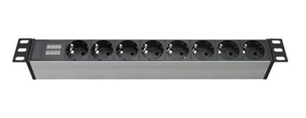 Блок распределения питания (PDU) 19&quot; 16A с индикацией, Вых:8 Schuko, Вх:Schuko