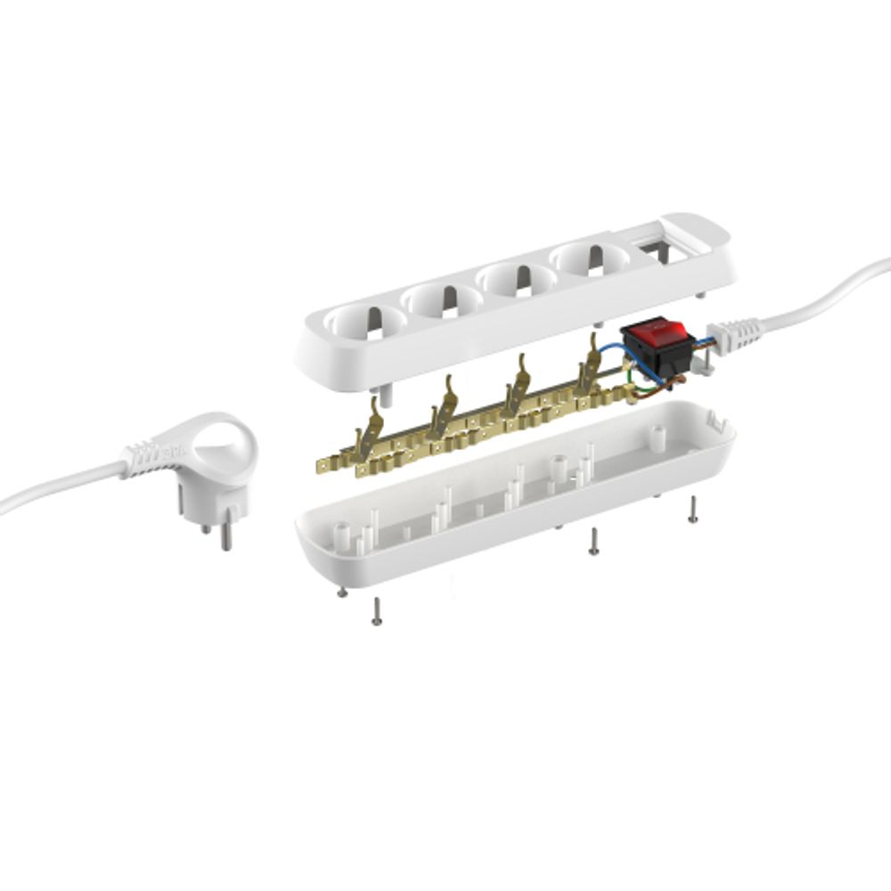 Удлинитель электрический ЭРА U-4es-3m-3x1 с заземлением с выключателем 4 розетки 3м ПВС 3x1мм2 16А | Бытовые удлинители