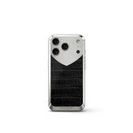 Чехол для iPhone 17 на магните - Натуральная кожа Аллигатора - Чёрный