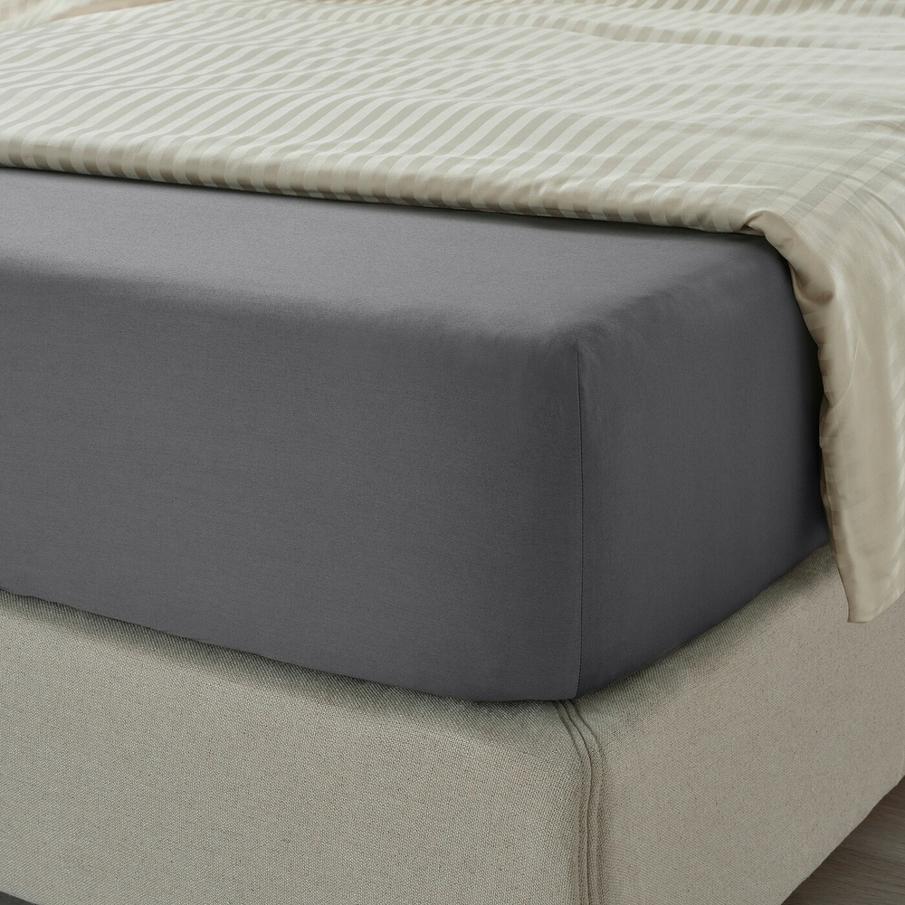 IKEA NATTJASMIN  (ИКЕА НАТТЙАСМИН)  -  Простыня на резинке, темно-серая, 90x200 см