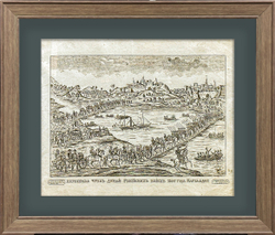 Переправа через Дунай Российских войск 11 марта 1854 года. Гравюра. [Лубок] 1866 г. Бумага, гравиров