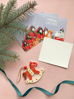 Открытка мини «Meowy catmas», 8,8 х 10,7 см