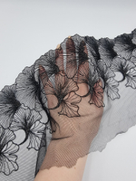 Вышивка на сетке чёрный/золото К735 правая