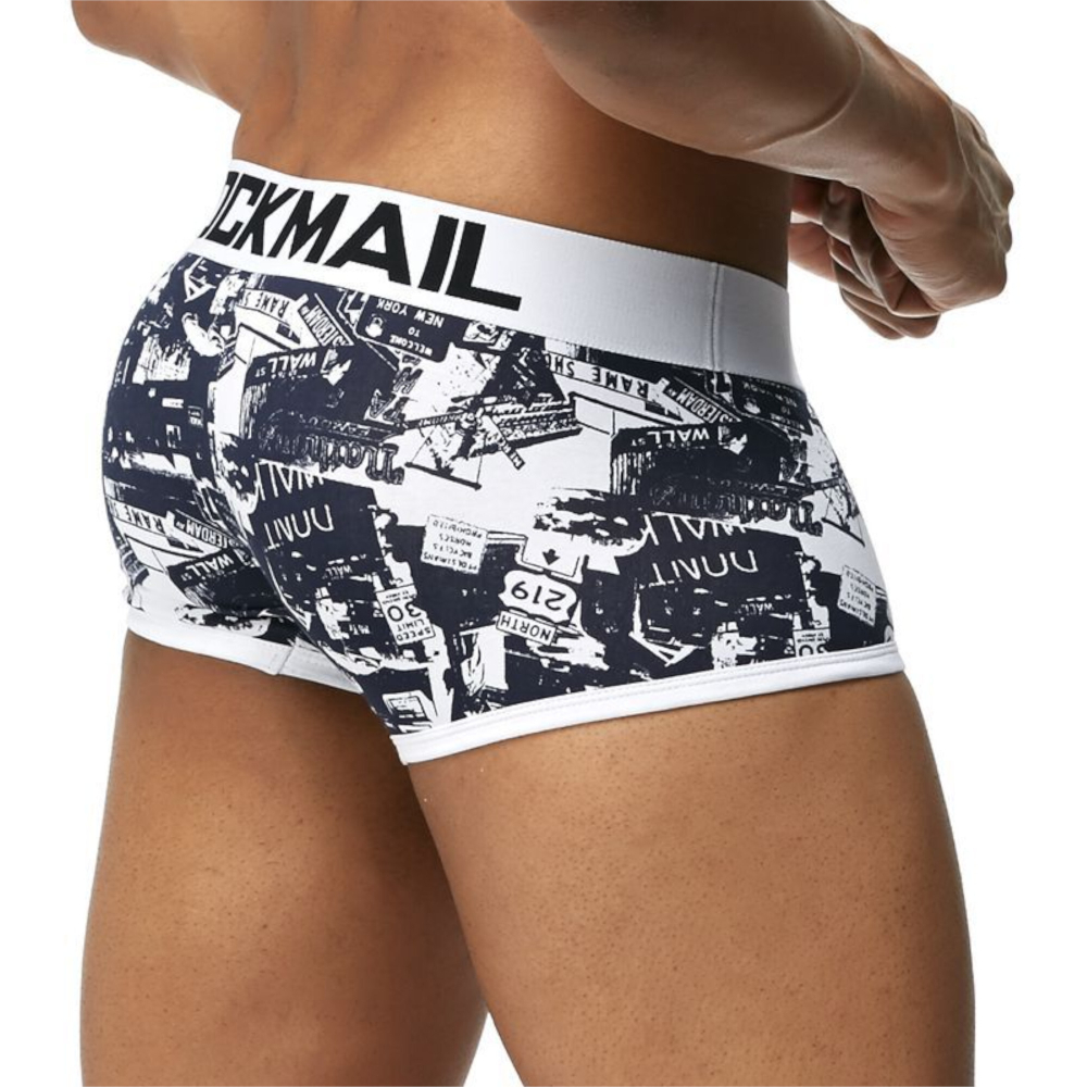 Мужские трусы хипсы черные с белой резинкой JOCKMAIL JM6039-2