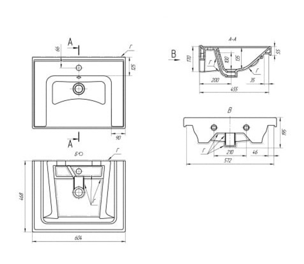 Умывальник Грэйс-60 белый DREJA