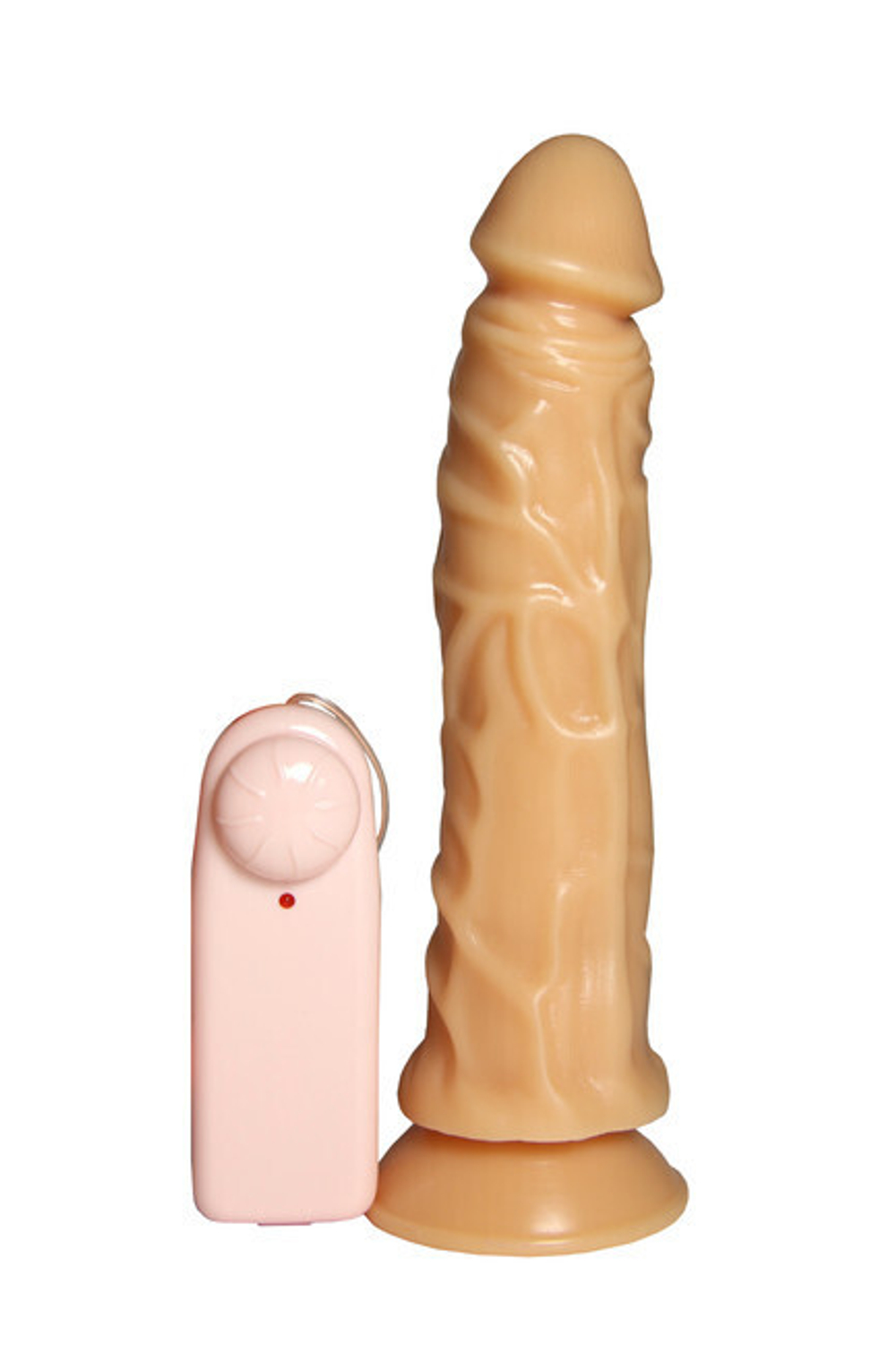 Вибратор на присоске с крупными венками 20 см (Цвет: телесный)