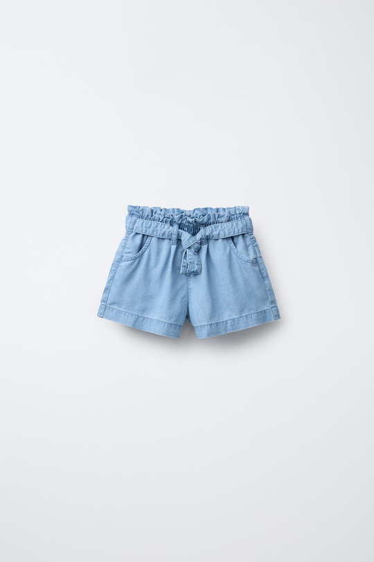 ZARA ДЖИНСОВЫЕ ШОРТЫ СВОБОДНОГО КРОЯ, СИНИЙ