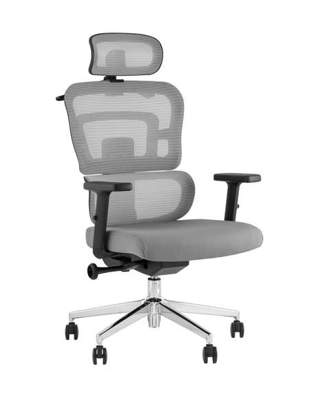 TopChairs Techno офисное серое, обивка из сетки и текстиля, механизм качания мультиблок