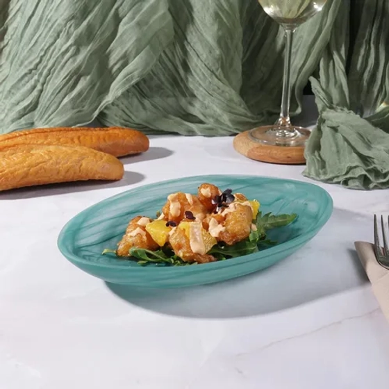 Блюдо овальное 24*17 см h2 см 400 мл Green Sky матовое стекло P.L. Proff Cuisine [6]