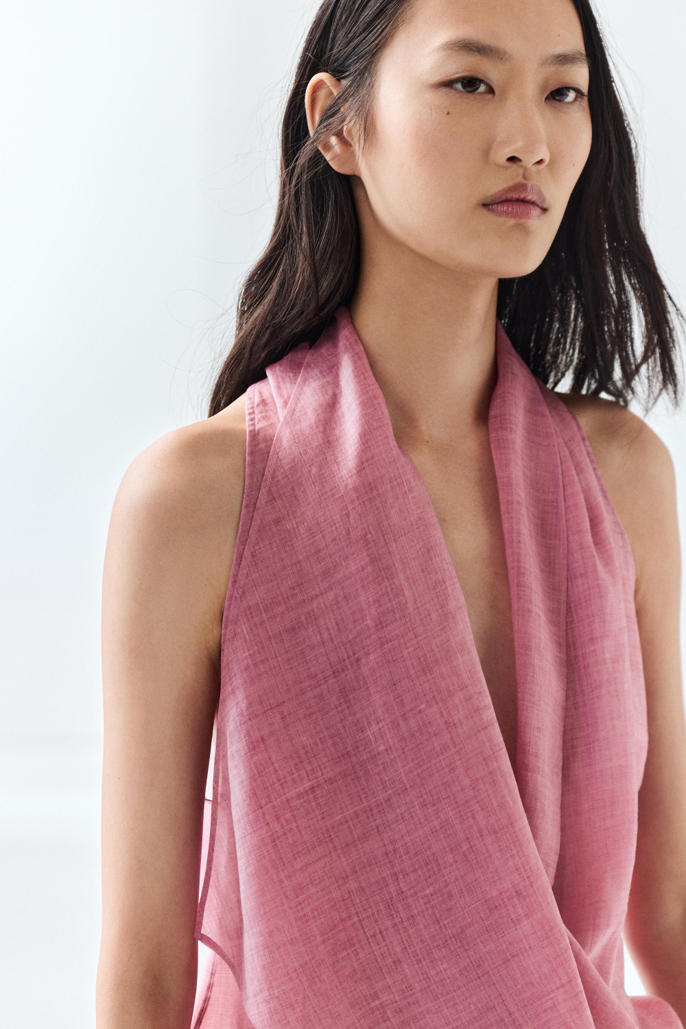 Massimo Dutti Топ с запахом и драпировкой, розовый