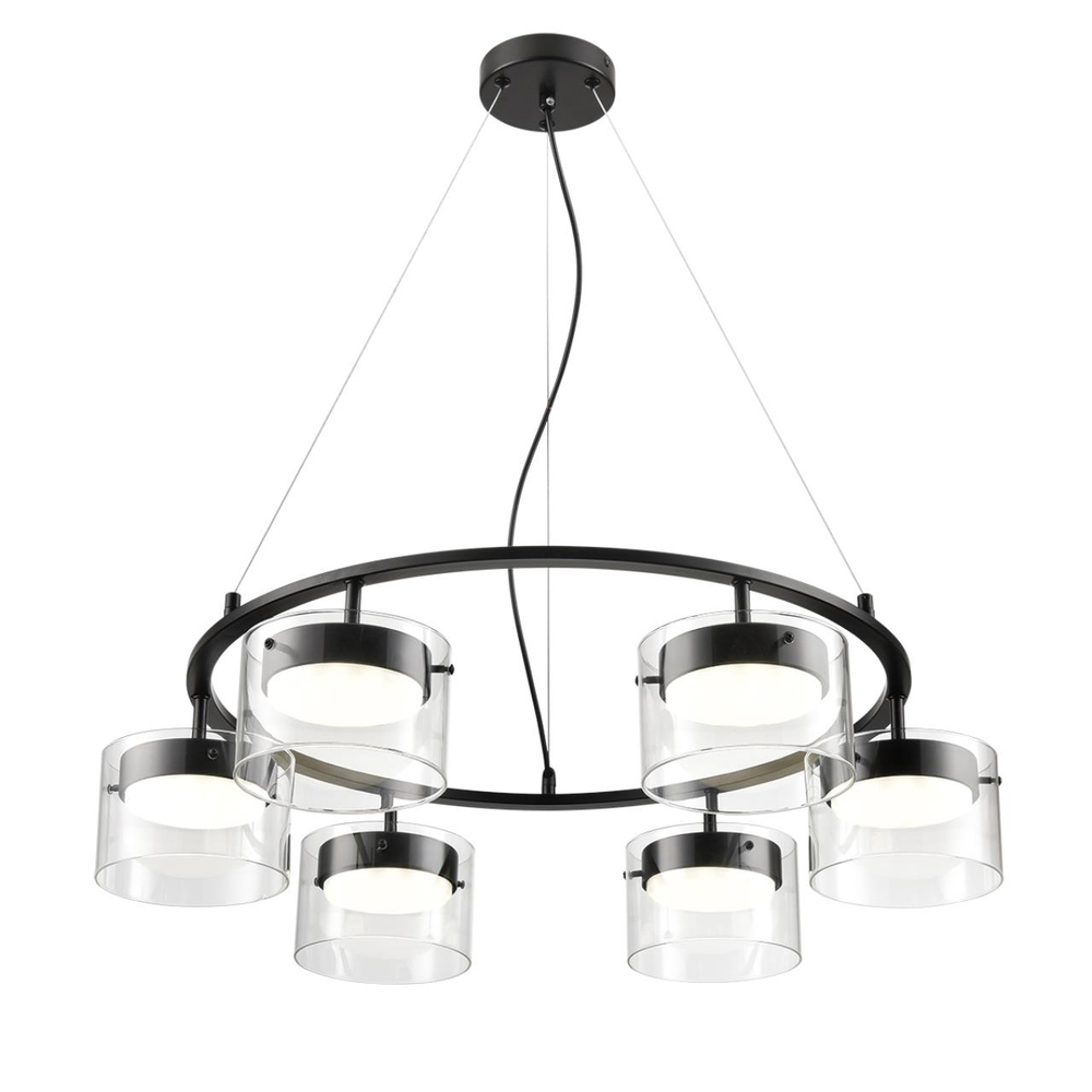 8232/6 COMFI LN26 230 черный/прозрачный, металл/стекло Светильник подвесной LED GX70 6*10W 220V NATALINA