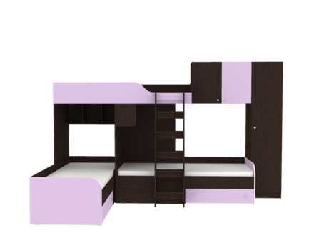 Кровать-чердак КарИВи Трио 2 Венге Ирис