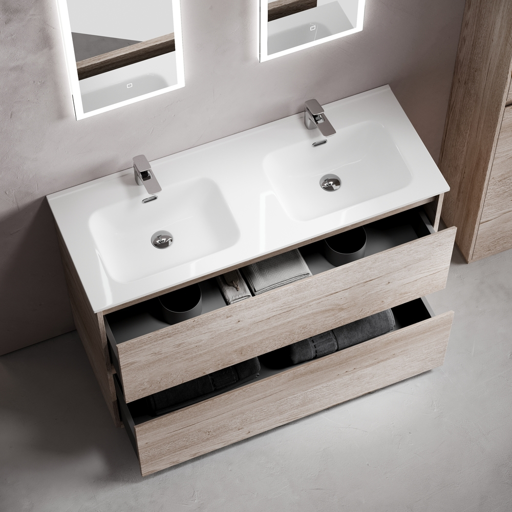 Тумба напольная под раковину Sancos Libra Floor, дуб галифакс натуральный 1190х450х840 мм